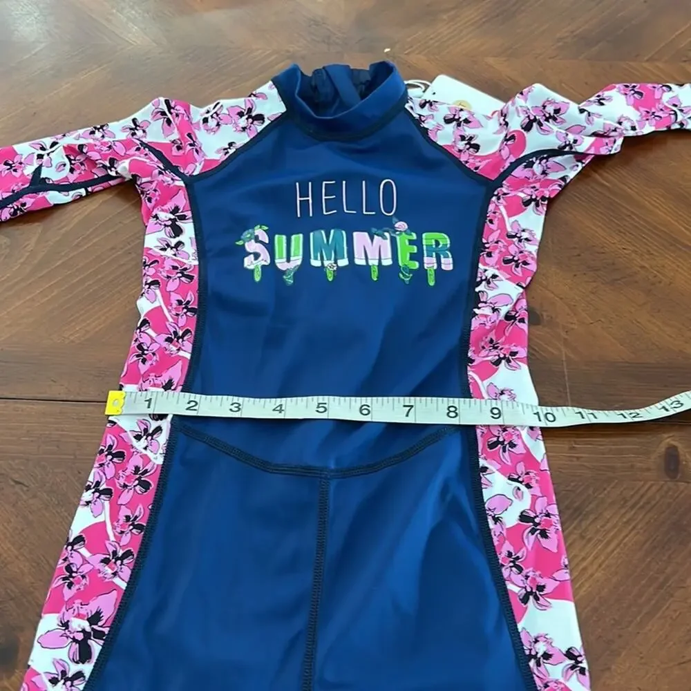 M2C Kids  size M (4) Navy Blue with Tropical Floral Print Full Body swimwear